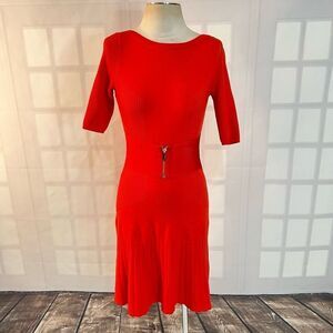 Karen Millen orange wool blend belted short sleeve knit dress size 2